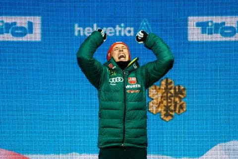 NORDIC SKIING - FIS Nordic World Ski Championships Seefeld 2019 SEEFELD,AUSTRIA,22.FEB.19 - NORDIC SKIING, NORDIC COMBINED - FIS Nordic World Ski Championships, medal plaza, award ceremony, 10km Gundersen, large hill. Image shows Eric Frenzel (GER). GEPAxpictures xPhilippxBrem