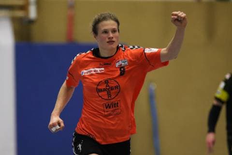 Sally Potocki ( Leverkusen ) jubelt, Handball - 1.Bundesliga Frauen Handball - Borussia Dortmund vs. Bayer 04 Leverkusen, Herdecke , Sporthalle Bleichstein, 22.02.2019 , Herdecke Sporthalle Bleichstein NRW Deutschland