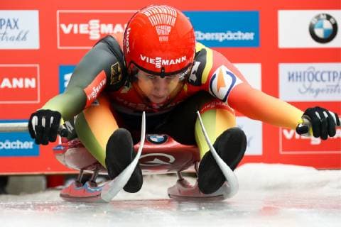 SOCHI, RUSSIA - FEBRUARY 23, 2019: Germany s Tatjana Huefner competes in the women s singles event as part of the 2018 19 Luge World Cup at Sochi s Olympic sliding track. Dmitry Feoktistov TASS  TS0A20EB