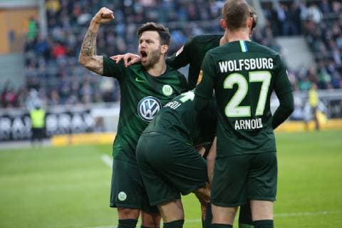 Sport Bilder des Tages 23.02.2019, Fussball,GER, Saison 2018 2019; 1.Bundesliga; 23.Spieltag; VFL Borussia Mönchengladbach--VfL Wolfsburg : Admir Mehmedi (14 WOB) hat zum 0:2 getroffen. DFL REGULATIONS PROHIBIT ANY USE OF PHOTOGRAPHS AS IMAGE SEQENCES AND OR QUASI-VIDEO. 1.Fussball-Bundesliga : Borussia Mönchengladbach- VfL Wolfsburg 23.Spieltag