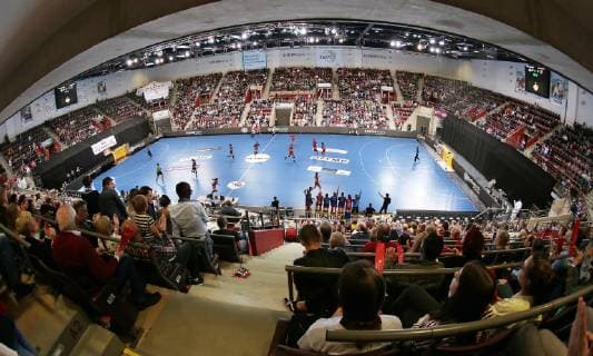 23.02.2019, Deutschland, Ludwigsburg, Handball 1. Bundesliga Frauen 15. Spieltag, Saison 2018 2019 SG BBM Bietigheim vs. TuS Metzingen: Hallenübersicht, Übersicht, Zuschauerrekord, 2411 Zuschauer