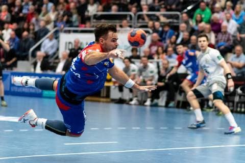 Benjamin Meschke (HBW Balingen-Weilstetten 13), HBW Balingen-Weilstetten vs. HC Elbflorenz Dresden, Handballl, DKB, Herren, 2.Bundesliga, 23. Spieltag, Saison 18 19, GER, 23.02.2019, HBW Balingen-Weilstetten vs. HC Elbflorenz Dresden, Handballl, DKB, Herren, 2.Bundesliga, 23. Spieltag, Saison 18 19, GER, 23.02.2019 Balingen Copyright: xEIBNER WolfgangxFrankx EP_WFK