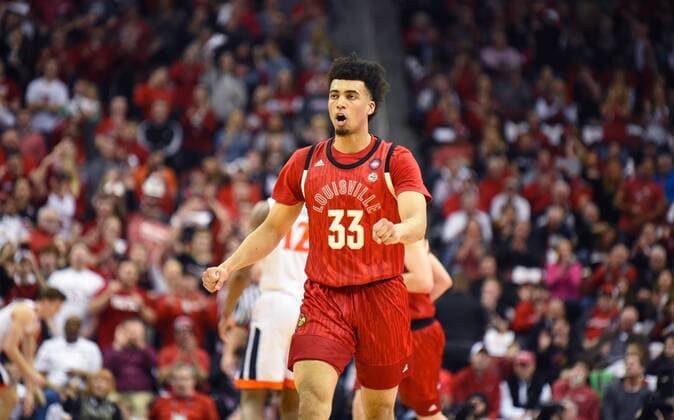 February 23, 2019 - Louisville, Kentucky, U.S. - JORDAN NWORA (33) reacts after draining a 3 pointer during the NCAA College League USA basketball game between the Virginia Cavaliers and the Louisville Cardinals at KFC YUM! Center. NCAA Basketball 2019: Virginia 64:52 Louisville  - ZUMA 89607711st Copyright: xAustynxMcFaddenx