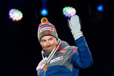 190224 Gold medalist Emil Iversen of Norway at the medal ceremony for menÂ s team sprint during the FIS Nordic World Ski Championships on February 24, 2019 in Seefeld in Tirol. Photo: Vegard Wivestad Grott BILDBYRAN kod VG 170298 Copyright: VEGARDxWIVESTADxGRoTT BB190224ZA035