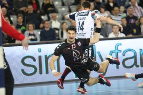 Zagreb, 24 02 2019 - Arena Zagreb hall, 2018 19 EHF Men s Champions League Group Phase. HC PPD Zagreb (black) - SG Flensburg-Handewit (white) SRSEN Ivan (13) 