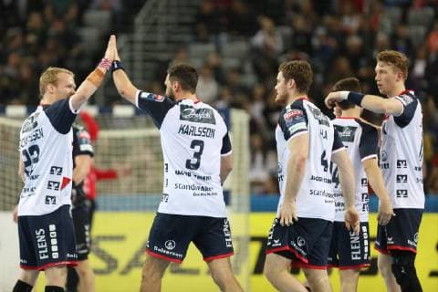 Zagreb, 24 02 2019 - Arena Zagreb hall, 2018 19 EHF Men s Champions League Group Phase. HC PPD Zagreb (black) - SG Flensburg-Handewit (white) 21:22 
