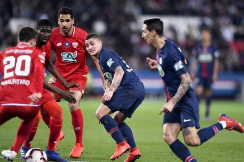 06 MARCO VERRATTI (PSG) - 24 WESLEY LAUTOA (DIJ) FOOTBALL : Paris SG vs Dijon - Coupe de France - 26 02 2019 AnthonyBIBARD FEP Panoramic 
