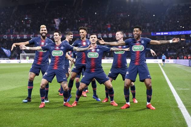 Sport Themen der Woche KW09 Sport Bilder des Tages JOIE - 11 ANGEL DI MARIA (PSG) - 08 LEANDRO DANIEL PAREDES (PSG) - 17 ERIC MAXIM CHOUPO MOTING (PSG) - 04 THILO KEHRER (PSG) - 23 JULIAN DRAXLER (PSG) - 03 PRESNEL KIMPEMBE (PSG) FOOTBALL : Paris SG vs Dijon - Coupe de France - 26 02 2019 AnthonyBIBARD FEP Panoramic 