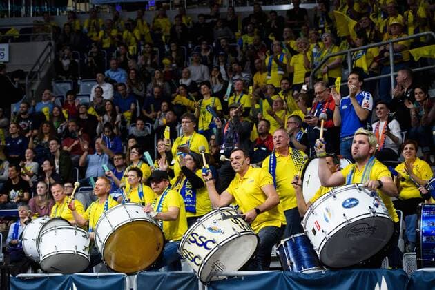 24.02.2019, SAP Arena, Mannheim Volleyball, DVV-Pokal Finale, SSC Palmberg Schwerin vs. Allianz MTV Stuttgart Feature Fans Fanblock Schwerin