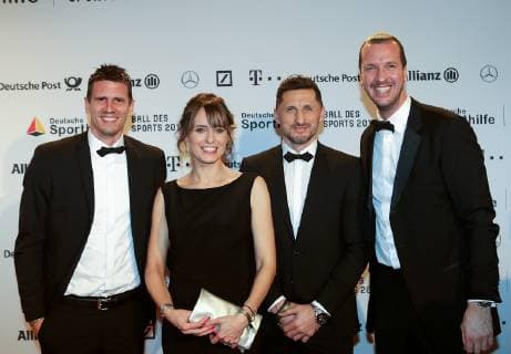 Wiesbaden, Germany 02.02.2019, 49. Ball des Sports 2019 der Stiftung Deutsche Sporthilfe, Andy Schmid, Alexander Petersson, Pascal Pommes Hens ( DeFodi506
