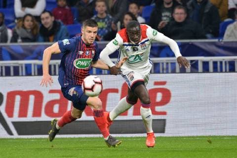 Ferland Mendis (lyon) vs Frederic Guilbert (caen) FOOTBALL : Lyon vs Caen - 1 4 finale de Coupe de France - 27 02 2019 FredericChambert Panoramic 