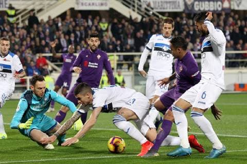 Etrit Berisha and Gianluca Mancini of Atalanta and Luis Muriel of Fiorentina Firenze 27-02-2019 Stadio Artemio Franchi Football Italy Cup semifinal Fiorentina - Atalanta Foto Luca Pagliaricci Insidefoto lucaxpagliaricci