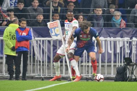 Moussa Dembele (lyon) vs Paul Baysse (caen) FOOTBALL : Lyon vs Caen - 1 4 finale de Coupe de France - 27 02 2019 FredericChambert Panoramic 