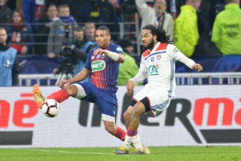 Jason Denayer (lyon) vs Alexander Djiku (caen) FOOTBALL : Lyon vs Caen - 1 4 finale de Coupe de France - 27 02 2019 FredericChambert Panoramic 