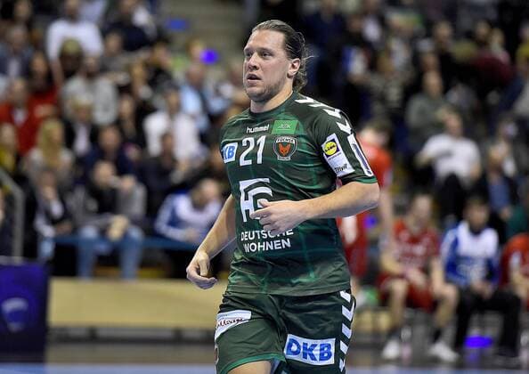 DKB HBL,Fuechse Berlin vs. SG BBM Bietigheim,28.02.2019 HBL, Fuechse Berlin vs. SG BBM Bietigheim ,v.l.Mattias Zachrisson(Fuechse Berlin, 21) in der Max Schmeling Halle Berlin,28.02.2019