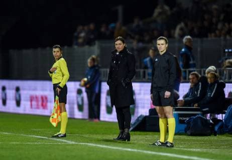 Fußball, Damen, Frankreich - Deutschland Corinne Diacre ( entraineur France ) FOOTBALL : France vs Allemagne - Feminine - Laval - 28 02 2019 FedericoPestellini Panoramic 