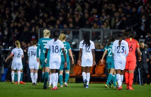 Fußball, Damen, Frankreich - Deutschland Ambiance Deception des joueurs de l equipe de France FOOTBALL : France vs Allemagne - Feminine - Laval - 28 02 2019 FedericoPestellini Panoramic 