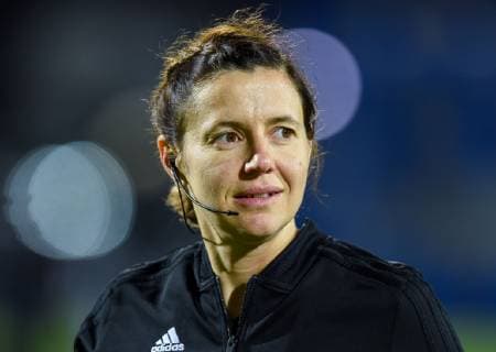Kateryna Monzul ( arbitre ) FOOTBALL : France vs Allemagne - Feminine - Laval - 28 02 2019 FedericoPestellini Panoramic 