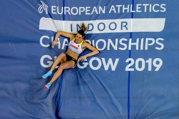 Sport Themen der Woche KW09 Sport Bilder des Tages 190302 Katharina Bauer of Germany competes in the women s pole vault qualification during the European Athletics Indoor Championships on March 2, 2019 in Glasgow. Photo: Vegard Wivestad Grott BILDBYRAN kod VG 170303 *** 190302 Katharina Bauer of Germany competes in the women s pole vault qualification during the European Athletics Indoor Championships on March 2 2019 in Glasgow Photo Vegard Wivestad Grott BILDBYRAN kod VG 170303,  Copyright: VEGARDxWIVESTADxGRoTT BB190302ZJ020