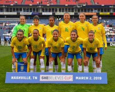 March 02, 2019: The Brazilian Women s National Soccer Team poses before the International Soccer match up between Brazil and Japan, in the She Believes Cup, at Nissan Stadium in Nashville, TN. Sports South Media CSM Women s Soccer 2019 : Brazil vs Japan Mar 02 - ZUMAc04_ 20190302_zaf_c04_212 Copyright: xKevinxLangleyx