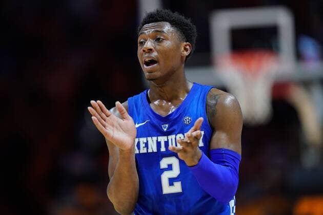 March 2, 2019: Ashton Hagans 2 of the Kentucky Wildcats tries to motivate his team during the NCAA College League USA basketball game between the University of Tennessee Volunteers and the University of Kentucky Wildcats at Thompson Boling Arena in Knoxville TN CSM NCAA Basketball 2019: Kentucky vs Tennessee MAR 02 - ZUMAc04_ 20190302_zaf_c04_138 Copyright: xTimxGangloffx
