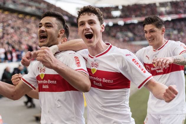 Sport Themen der Woche KW09 Sport Bilder des Tages Ozan Kabak (VfB Stuttgart 18), bjubelt sein Tor zum 3:0, mit Benjamin Pavard (VfB Stuttgart 21), VfB Stuttgart vs. Hannover 96, Fussball, Herren, 1.Bundesliga, 24.Spieltag, Saison 18 19, GER, 03.03.2019, DFL REGULATIONS PROHIBIT ANY USE OF PHOTOGRAPHS AS IMAGE SEQUENCES AND OR QUASI-VIDEO, VfB Stuttgart vs. Hannover 96, Fussball, Herren, 1.Bundesliga, 24.Spieltag, Saison 18 19, GER, 03.03.2019 Stuttgart *** Ozan Kabak VfB Stuttgart 18 cheers his goal to 3 0 with Benjamin Pavard VfB Stuttgart 21 VfB Stuttgart vs. Hannover 96 Soccer men 1 Bundesliga 24 game day season 18 19 GER 03 03 2019 DFL REGULATIONS PROHIBIT ANY USE OF PHOTOGRAPHS AS IMAGE SEQUENCES AND OR QUASI VIDEO VfB Stuttgart vs. Hannover 96 Soccer men 1 Bundesliga 24 game day season 18 19 GER 03 03 2019 Stuttgart Copyright: xEIBNER WolfgangxFrankx EP_WFK