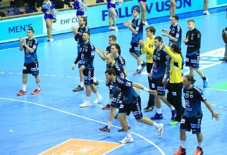 GER, Europapokal, FUECHSE BERLIN VS. BM Logrono La Rioja 03.03.2019, Max Schmeling Halle, Berlin, GER, Europapokal, FUECHSE BERLIN VS. BM Logrono La Rioja, DHB regulations prohibit any use of photographs as image sequences and or quasi-video im Bild Fuechse-Spieler