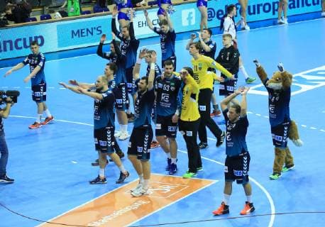 GER, Europapokal, FUECHSE BERLIN VS. BM Logrono La Rioja 03.03.2019, Max Schmeling Halle, Berlin, GER, Europapokal, FUECHSE BERLIN VS. BM Logrono La Rioja, DHB regulations prohibit any use of photographs as image sequences and or quasi-video im Bild Fuechse-Spieler