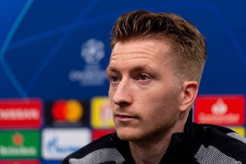 Dortmund, Germany 04.03.2019, UEFA Champions League - 2018 19 Season, Achtelfinale, Borussia Dortmund - Tottenham Hotspur, Training und Pressekonferenz Borussia Dortmund, Marco Reus (BVB) bei der Pressekonferenz ( DeFodi053