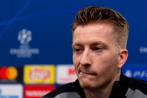 Dortmund, Germany 04.03.2019, UEFA Champions League - 2018 19 Season, Achtelfinale, Borussia Dortmund - Tottenham Hotspur, Training und Pressekonferenz Borussia Dortmund, Marco Reus (BVB) bei der Pressekonferenz ( DeFodi053