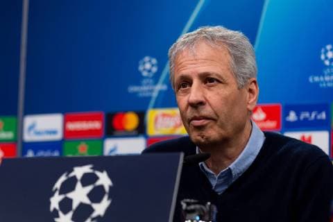 Dortmund, Germany 04.03.2019, UEFA Champions League - 2018 19 Season, Achtelfinale, Borussia Dortmund - Tottenham Hotspur, Training und Pressekonferenz Borussia Dortmund, Trainer Lucien Favre (BVB) bei der Pressekonferenz ( DeFodi053