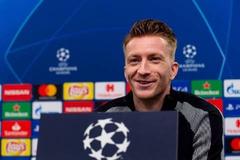 Dortmund, Germany 04.03.2019, UEFA Champions League - 2018 19 Season, Achtelfinale, Borussia Dortmund - Tottenham Hotspur, Training und Pressekonferenz Borussia Dortmund, Marco Reus (BVB) bei der Pressekonferenz ( DeFodi053