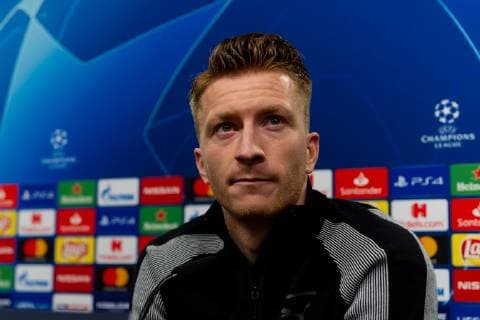 Dortmund, Germany 04.03.2019, UEFA Champions League - 2018 19 Season, Achtelfinale, Borussia Dortmund - Tottenham Hotspur, Training und Pressekonferenz Borussia Dortmund, Marco Reus (BVB) bei der Pressekonferenz ( DeFodi053