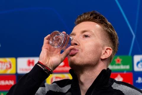 Dortmund, Germany 04.03.2019, UEFA Champions League - 2018 19 Season, Achtelfinale, Borussia Dortmund - Tottenham Hotspur, Training und Pressekonferenz Borussia Dortmund, Marco Reus (BVB) bei der Pressekonferenz ( DeFodi053