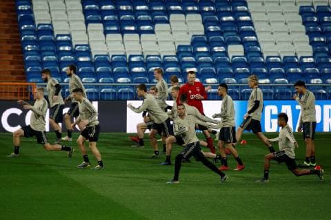 Ajax s players participate in a training session at the Santiago Bernabeu stadium, in Madrid, Spain, 04 March 2019. Ajax will face Real Madrid during the UEFA Champions League round of 16 second leg match on 05 March 2019 at Santiago Bernabeu stadium. Ajax s training session !ACHTUNG: NUR REDAKTIONELLE NUTZUNG!  Copyright: xMariscalx GRAF8472 20190304-636873285112878902