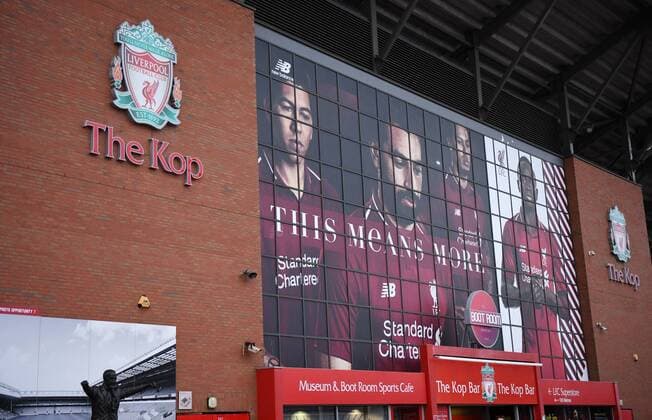 FUSSBALL CHAMPIONS LEAGUE SAISON 2018 2019 ACHTELFINAL HINSPIEL FC Liverpool - FC Bayern Muenchen 19.02.2019 Aussenansicht der beruehmten Tribuene des FC Liverpool im Anfield Stadion; The Kop