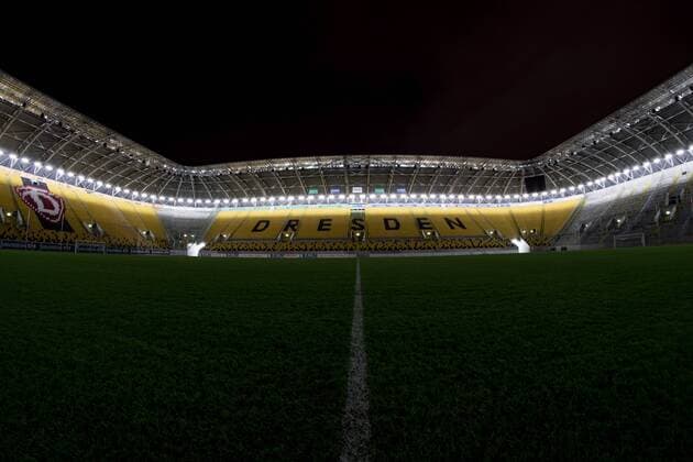 Fußball, Stadiongeschichte SG Dynamo Dresden Weitwinkel-Aufnahme des Rudolf-Harbig-Stadions Stunden nach dem Spiel. 03.03.2019, Fussball, GER, 2. Bundesliga, 24. Spieltag, SG Dynamo Dresden - VfL Bochum (Endstand 2:2), Rudolf-Harbig-Stadion, SG Dynamo Dresden vs. VfL Bochum