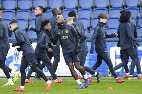 Entrainement des joueurs de Manchester United ManU Paul Pogba (Man Utd) FOOTBALL : Entrainement Manchester Utd - UEFA Champions league - J-1 - Paris - 05 03 2019 JBAutissier Panoramic 