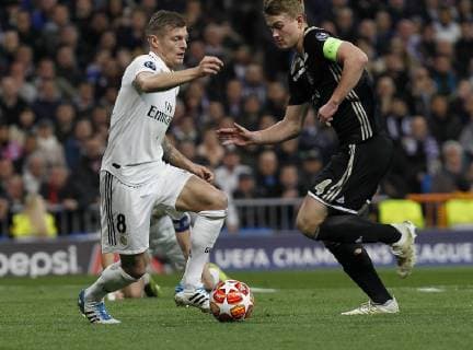 Soccer match between Real Madrid vs Ajax, of the Champions League 2018 2019, held at the Santiago Bernabeu stadium, in Madrid. (Photo: Jose Cuesta 261 Cordon Press). Toni Kroos Cordon Press