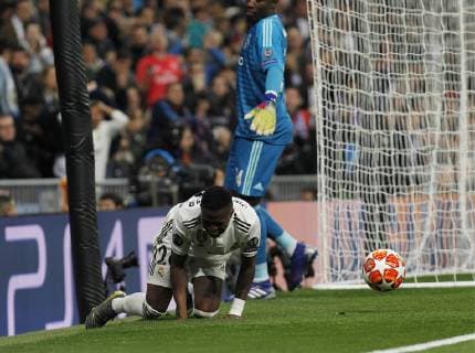 Soccer match between Real Madrid vs Ajax, of the Champions League 2018 2019, held at the Santiago Bernabeu stadium, in Madrid. (Photo: Jose Cuesta 261 Cordon Press). Vinicius Jr. is injured. Cordon Press