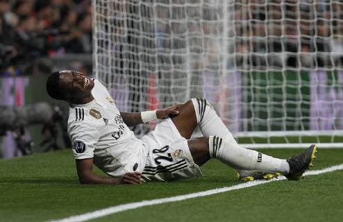 Soccer match between Real Madrid vs Ajax, of the Champions League 2018 2019, held at the Santiago Bernabeu stadium, in Madrid. (Photo: Jose Cuesta 261 Cordon Press). Vinicius Jr. is injured. Cordon Press