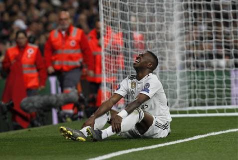 Soccer match between Real Madrid vs Ajax, of the Champions League 2018 2019, held at the Santiago Bernabeu stadium, in Madrid. (Photo: Jose Cuesta 261 Cordon Press). Vinicius Jr. is injured. Cordon Press