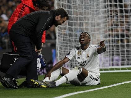 Sport Bilder des Tages Soccer match between Real Madrid vs Ajax, of the Champions League 2018 2019, held at the Santiago Bernabeu stadium, in Madrid. (Photo: Jose Cuesta 261 Cordon Press). Vinicius Jr. is injured. Cordon Press