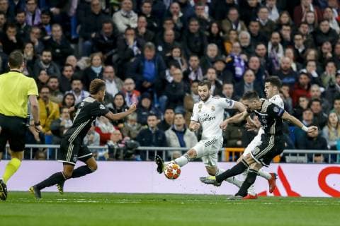 MADRID, 05-03-2019, Stadium Bernabeu, season 2018 2019 , Champions League 1 8th round second leg. Ajax player Dusan Tadic scores 0-3 during the game Real Madrid - Ajax . Real Madrid - Ajax  x2901742x