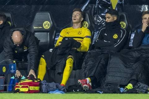 Fußball: UEFA Champions League, CL, Saison 2018 2019, Achtelfinale Rückspiel, Borussia Dortmund - Tottenham Hotspurs in Dortmund (Nordrhein-Westfalen). Dortmunds Marco Reus sitzt auf der Bank. UEFA REGULATIONS PROHIBIT ANY USE OF PHOTOGRAPHS AS IMAGE SEQUENCES AND OR QUASI-VIDEO. Copyright: xKirchner DavidxInderliedx