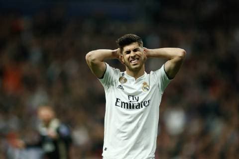 March 5, 2019 - Madrid, MADRID, SPAIN - Marco Asensio of Real Madrid lamenting during the UEFA Champions League football match played between Real Madrid and Ajax at Santiago Bernabeu Stadium, Madrid, Spain, on March 5, 2019. Soccer: Champions League - Real Madrid v Ajax - ZUMAa181 20190305_zaa_a181_098 Copyright: xAFP7x
