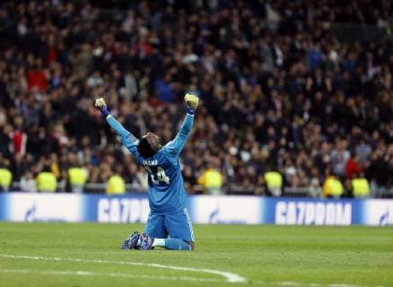 AFC Ajax s Andre Onana during UEFA Champions League match, Round of 16, 2nd leg between Real Madrid and AFC Ajax at Santiago Bernabeu Stadium in Madrid, Spain. March 05, 2019.  (20190305472)