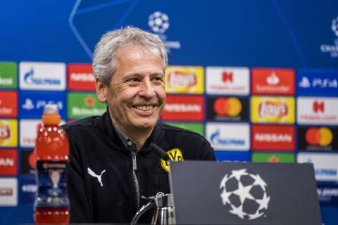Fußball: UEFA Champions League, CL, Saison 2018 2019, Achtelfinale Rückspiel, Borussia Dortmund - Tottenham Hotspurs in Dortmund (Nordrhein-Westfalen). Dortmunds Trainer Lucien Favre spricht zu den Journalisten. UEFA REGULATIONS PROHIBIT ANY USE OF PHOTOGRAPHS AS IMAGE SEQUENCES AND OR QUASI-VIDEO. Copyright: xKirchner DavidxInderliedx