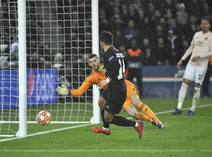 But de Julian Bernat et joie de Paris FOOTBALL : Paris Saint Germain vs Manchester United ManU Ligue des Champions - 06 03 2019 MAO Panoramic 