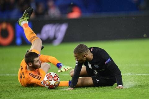 MBAPPE Kylian (PSG) vs David De Gea (Man Utd) FOOTBALL : PSG vs Manchester Utd - UEFA Champions league - Paris - 06 03 2019 JBAutissier Panoramic 